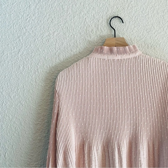 Pink Swiss Dot Pleated High Neck Blouse - Picture 7 of 13